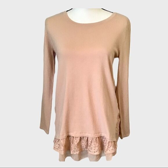 Style &Co Blush colored Lace Bottom Sweater - Picture 1 of 3